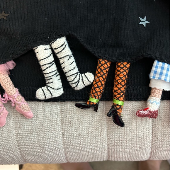 Vintage Halloween Michael Simon Size M Witch Costumed Feet Cardigan with Stars - Picture 5 of 7